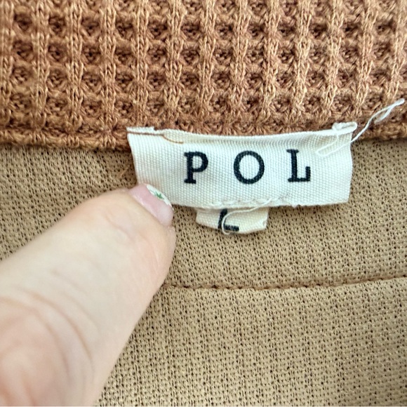 POL Multi Texture and Pattern Brown and  Tan Shacket, L - Picture 13 of 15